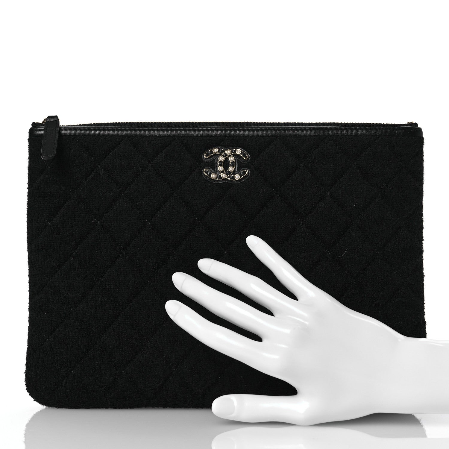 Chanel Terry Cloth Quilted Medium Cosmetic Case Black 2 of 9