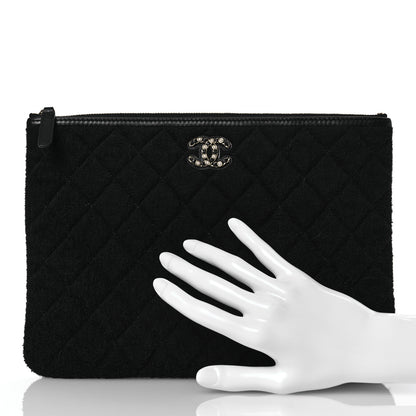 Chanel Terry Cloth Quilted Medium Cosmetic Case Black 2 of 9