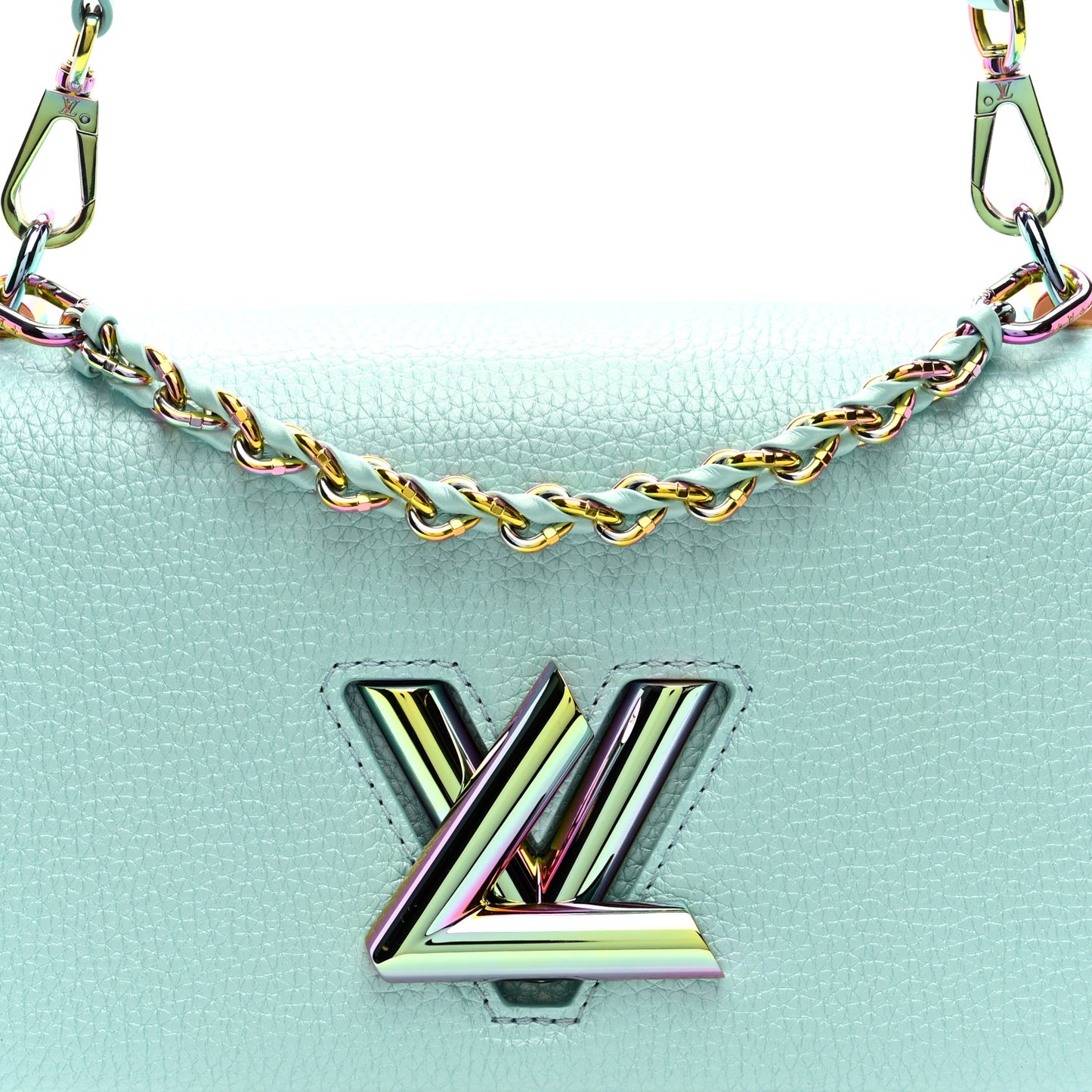 Iridescent Grained Calfskin Summer Splash Twist MM Blue