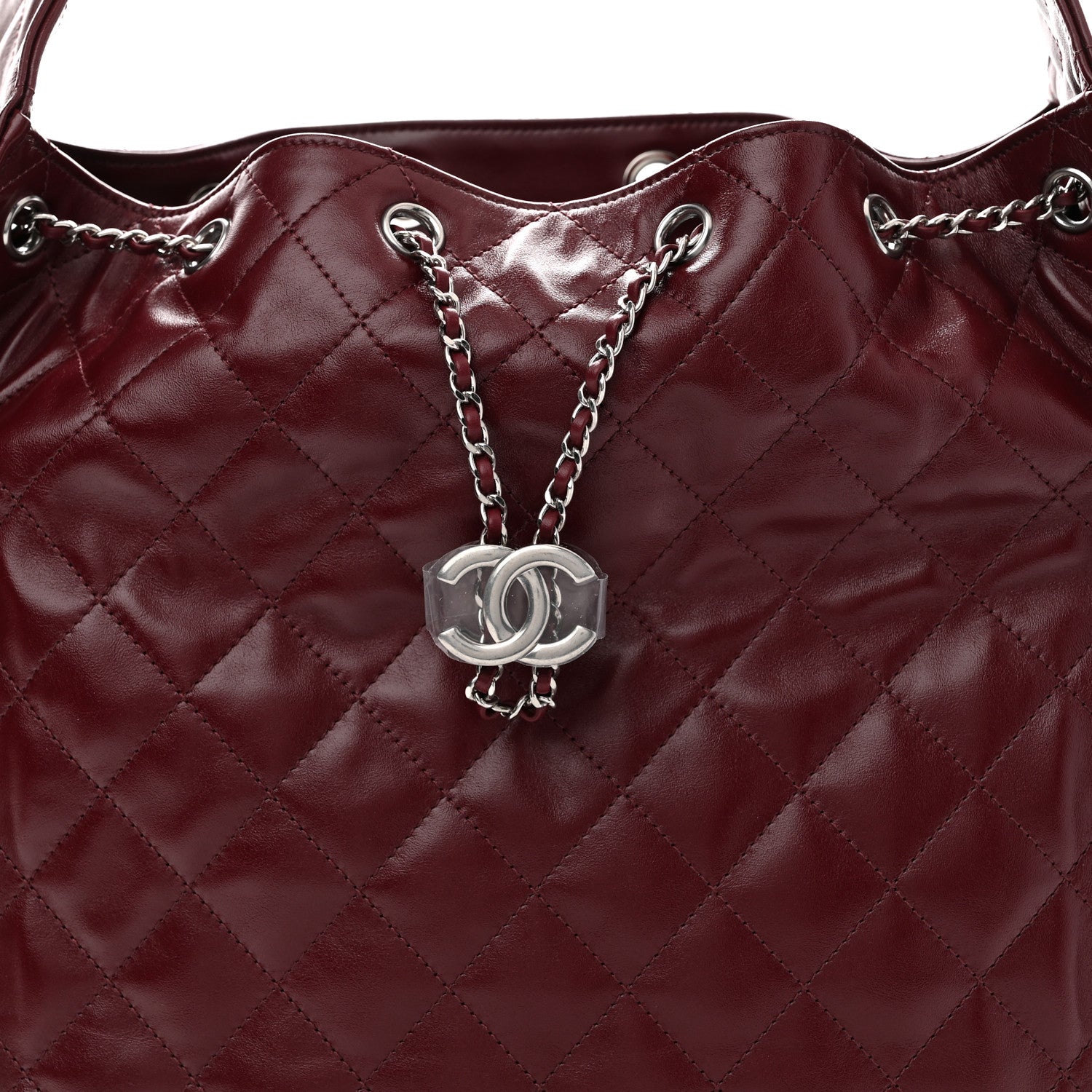 Chanel Shiny Crumpled Calfskin Quilted Medium Chanel 25 Handbag Dark Burgundy 9 of 11