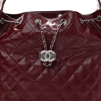 Chanel Shiny Crumpled Calfskin Quilted Medium Chanel 25 Handbag Dark Burgundy 9 of 11