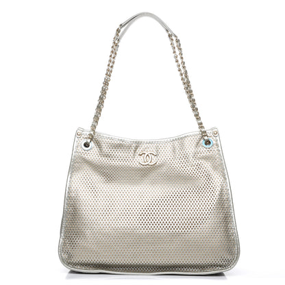 Chanel Metallic Calfskin Perforated Up In The Air Tote Silver 1 of 7