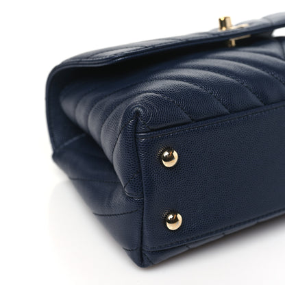 Chanel Caviar Lizard Chevron Quilted Mini Coco Handle Flap Navy 9 of 10