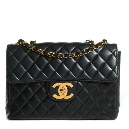 Chanel Lambskin Quilted Jumbo Flap Black 1 of 9