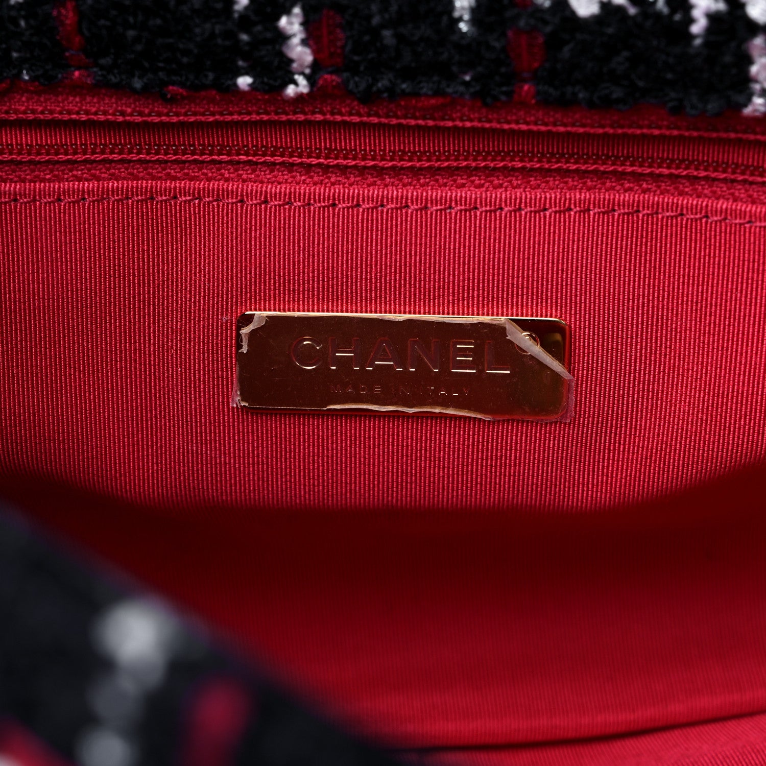 Chanel Tweed Quilted Medium Chanel 19 Flap Navy Blue White Red 6 of 10