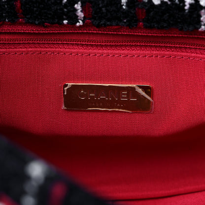 Chanel Tweed Quilted Medium Chanel 19 Flap Navy Blue White Red 6 of 10