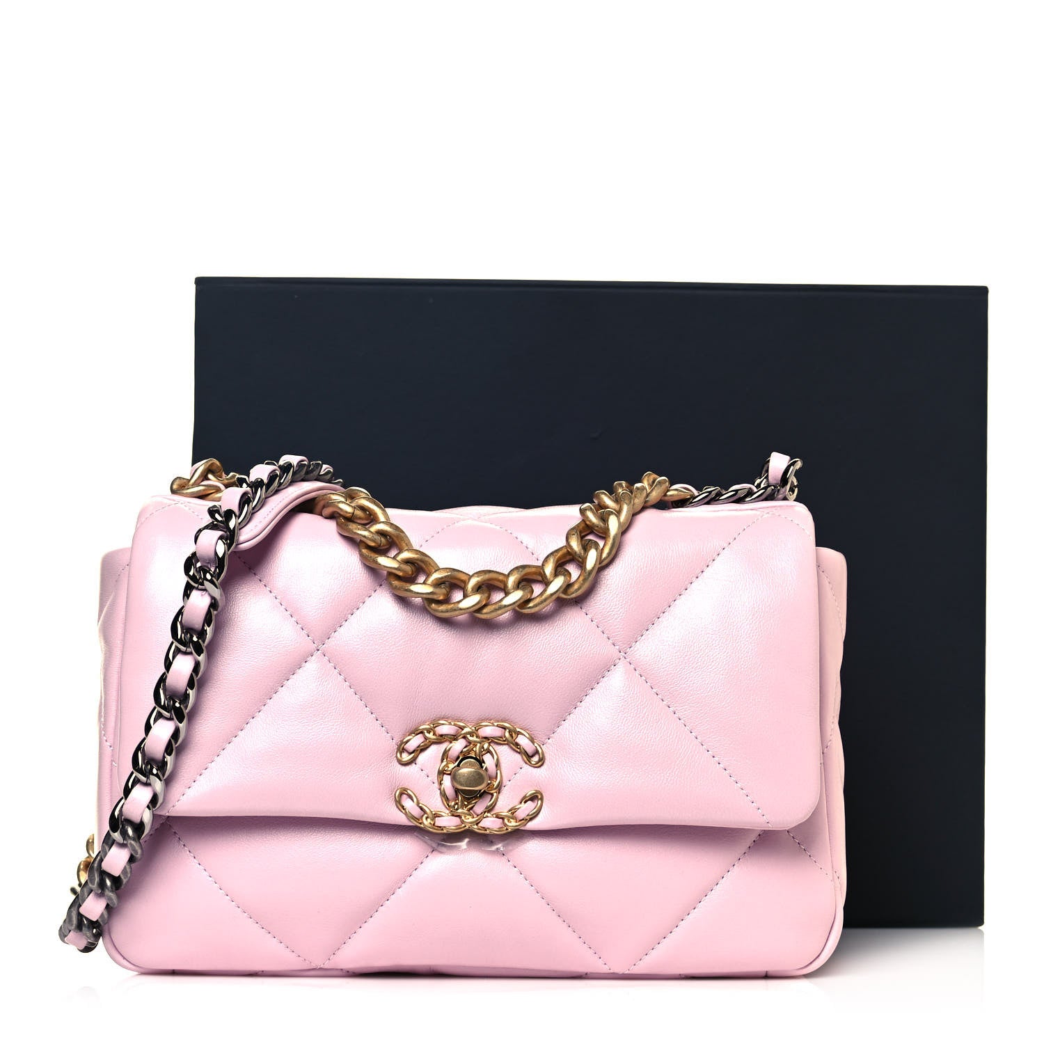 Chanel Lambskin Quilted Medium Chanel 19 Flap Light Pink 12 of 12