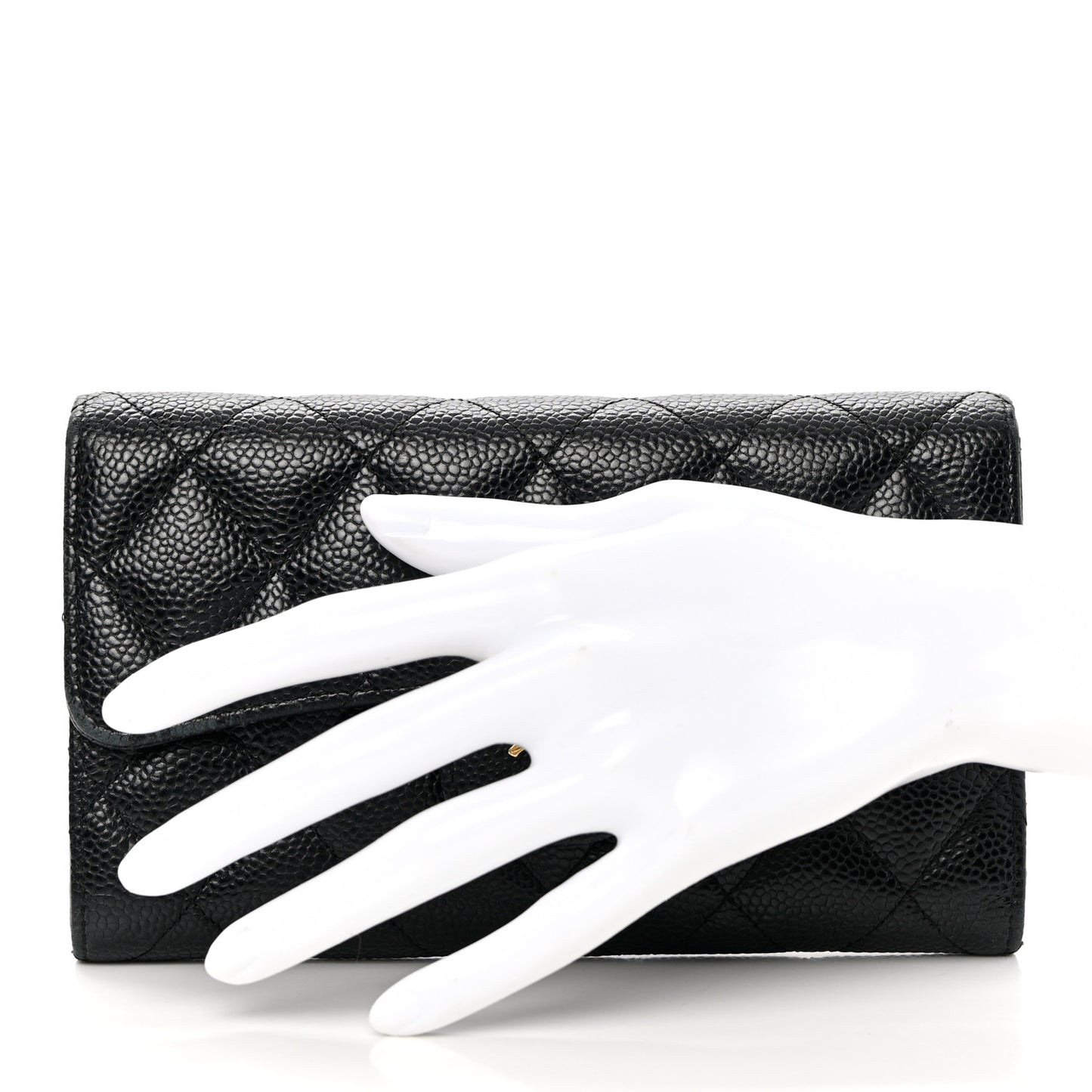 Caviar Quilted Large Flap Wallet Black