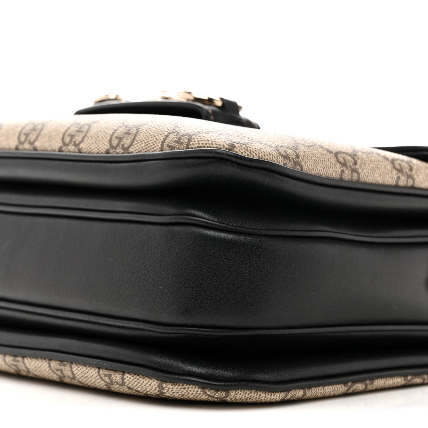 Gucci GG Supreme Monogram Horsebit 1955 Soft Small Shoulder Bag Beige Black 10 of 11