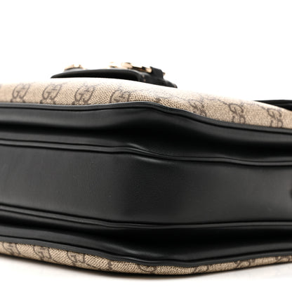 Gucci GG Supreme Monogram Horsebit 1955 Soft Small Shoulder Bag Beige Black 10 of 11