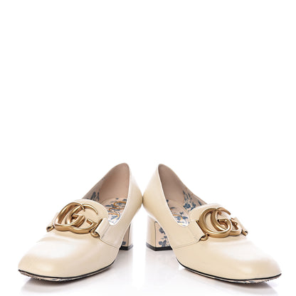 Gucci Malaga Kid GG Victoire 55mm Loafer Pumps 37 Vintage White 10 of 10