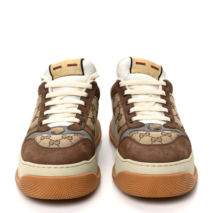 Gucci Monogram Nubuck Miro Soft Calfskin Mens Screener 50mm Sneakers 10.5 Beige Ebony New Acero Dusty Grey Mystic White 2 of 9