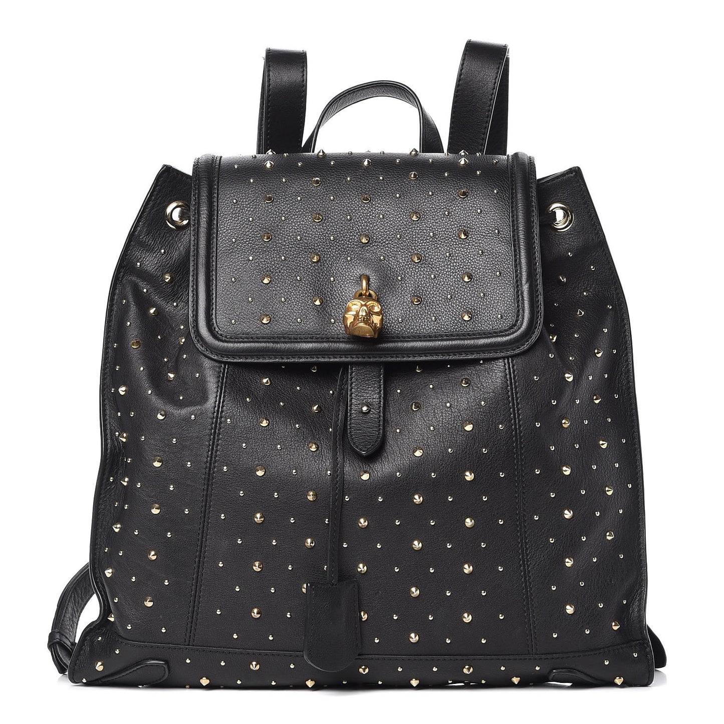 Calfskin Studded Padlock Backpack Black