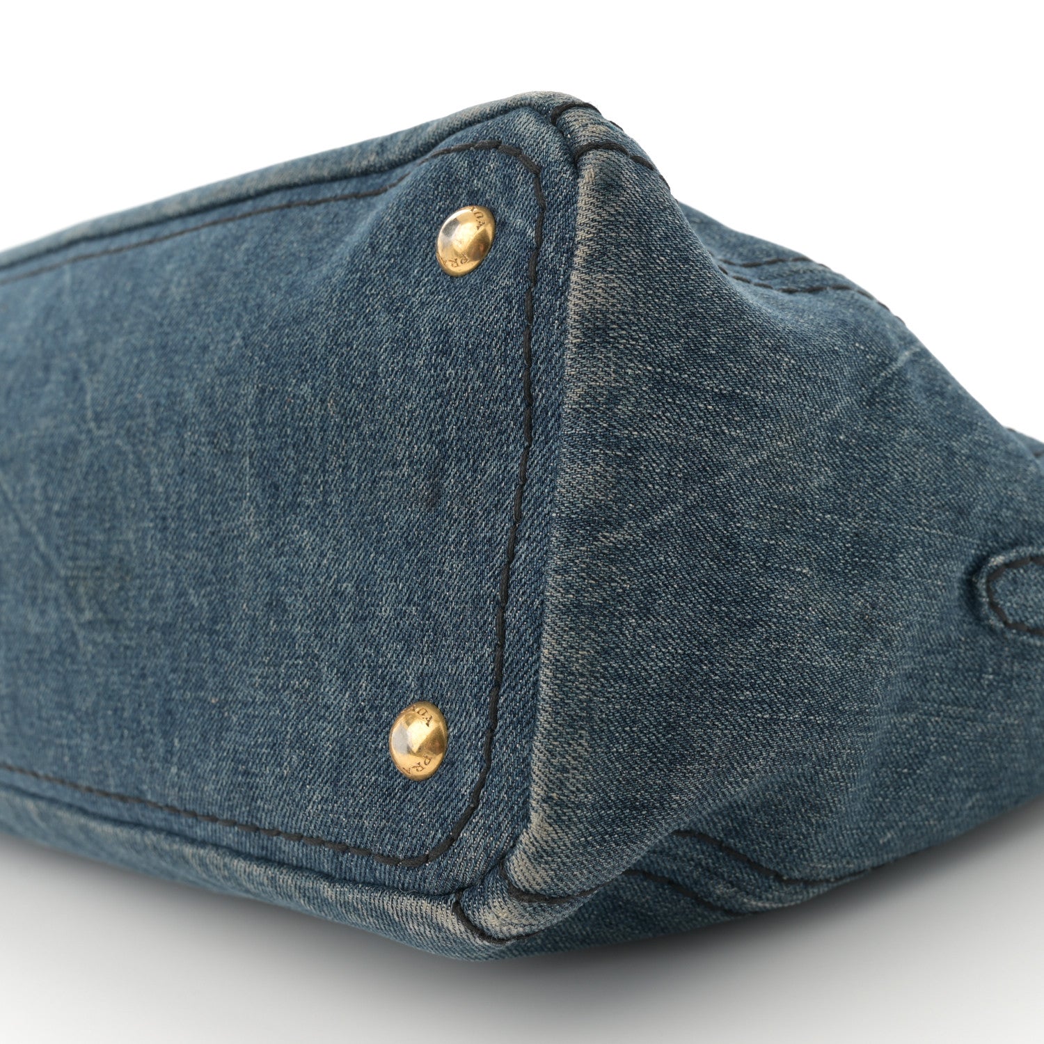 Prada Denim Logo Shopping Tote Blue 10 of 14