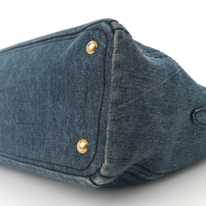 Prada Denim Logo Shopping Tote Blue 10 of 14