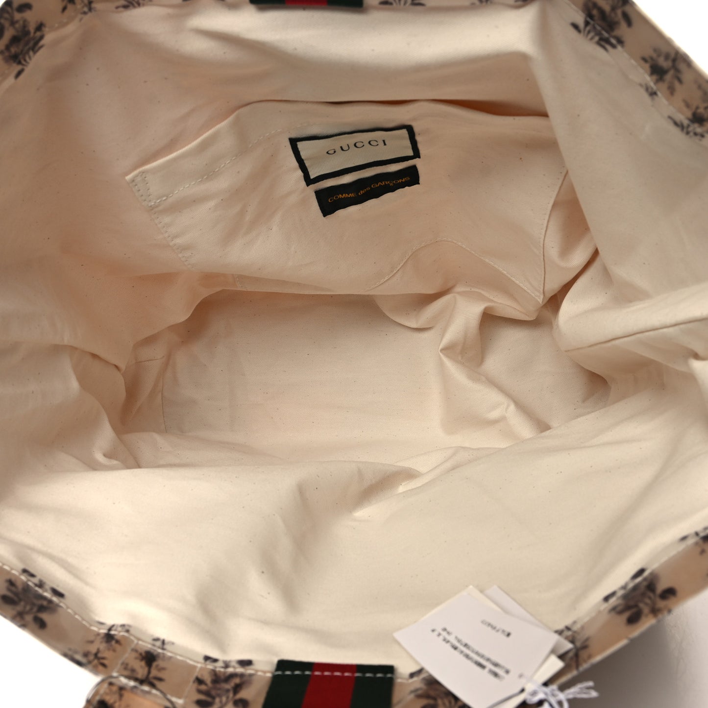 X COME DE GARCONS Plastic Web Floral Paper Shopper Tote