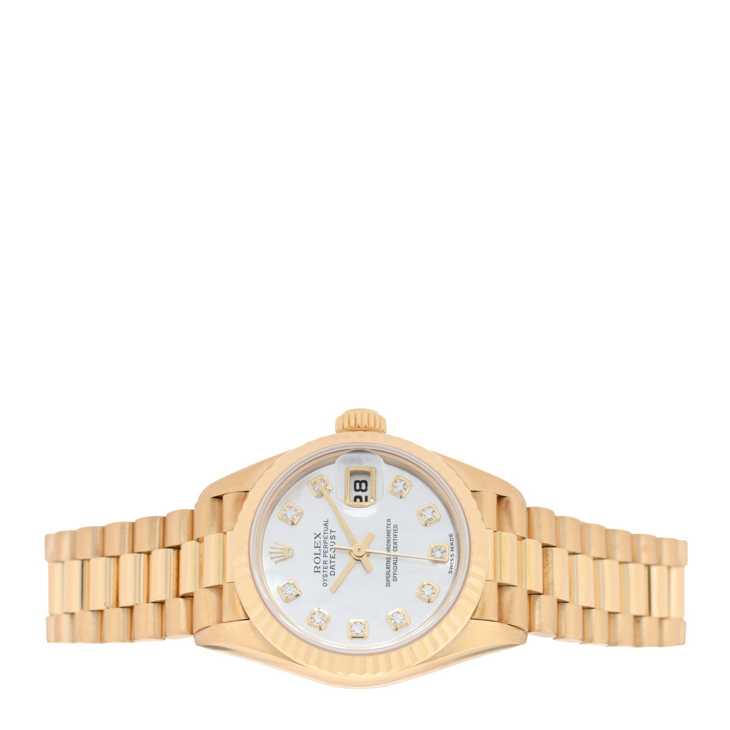 Rolex 18K Yellow Gold Diamond Mother of Pearl 26mm Datejust President Watch 79178 2 of 5