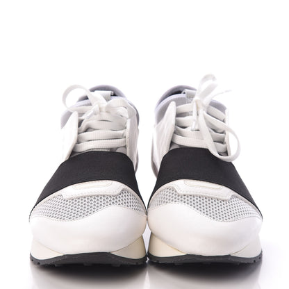 Balenciaga Mesh Calfskin Neoprene Suede Womens Race Runner Sneakers 37 White Black Gris 2 of 9