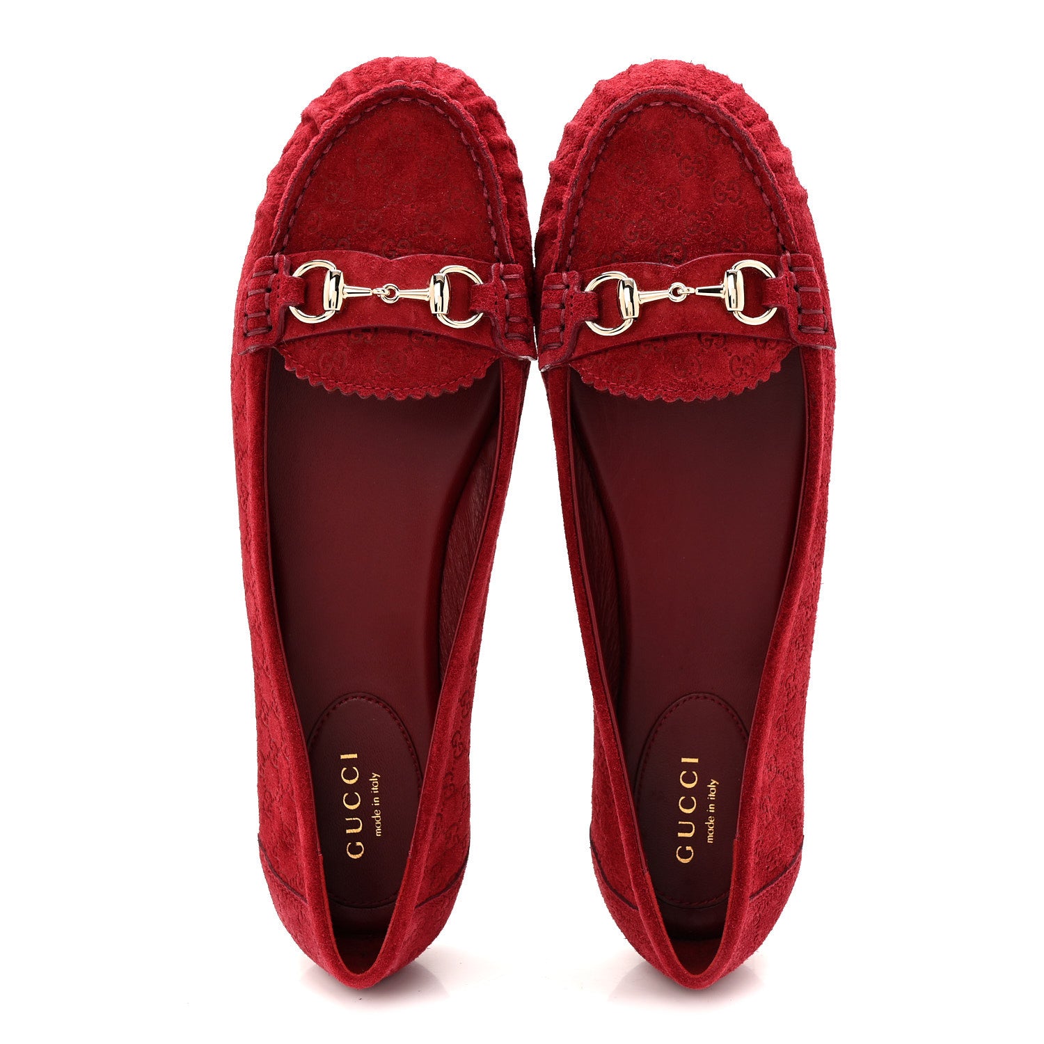 Gucci Suede Micro GG Horsebit Womens Kensington Moccasin Loafers 37 Rosso Ancora 2 of 10