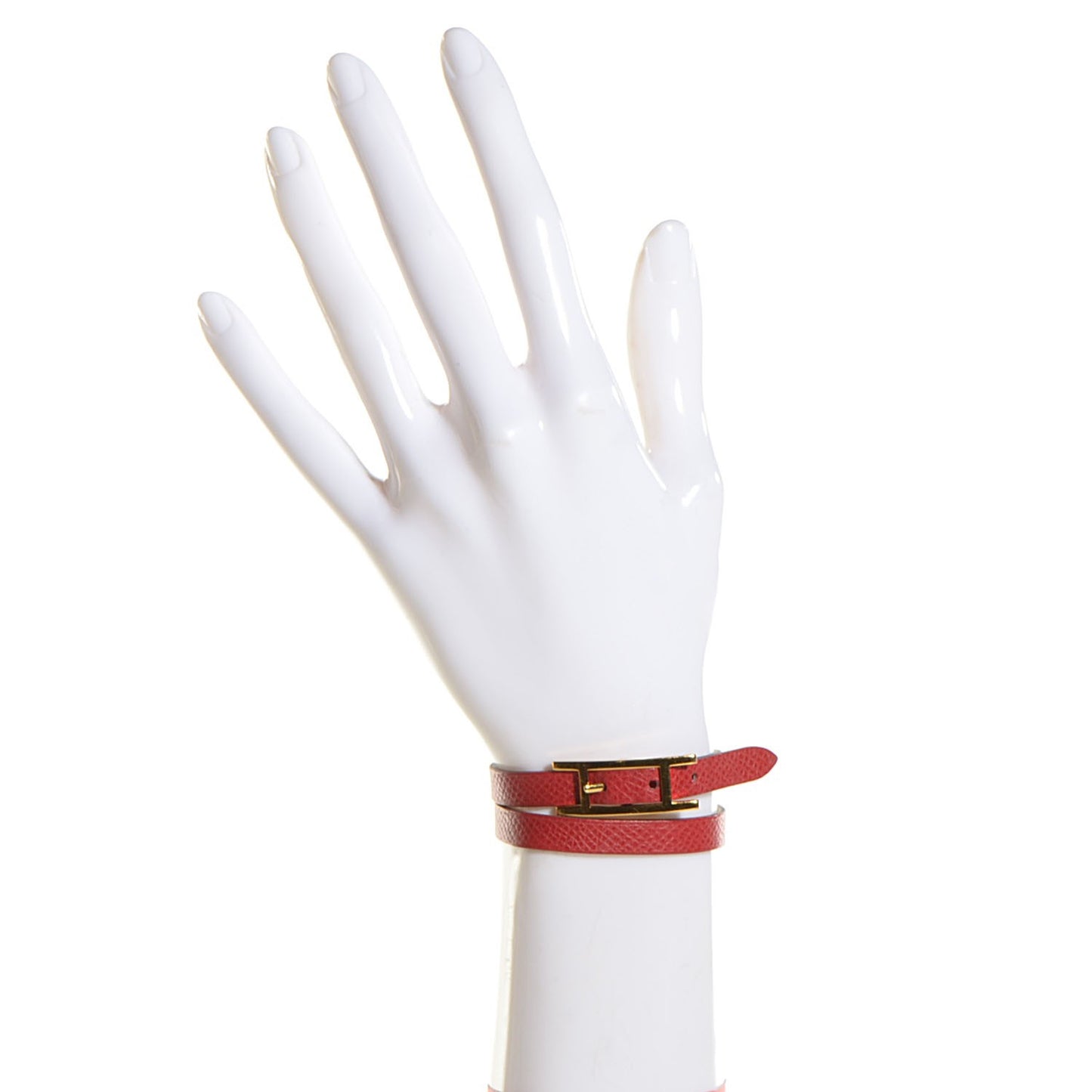 Epsom Reversible Behapi Double Tour Bracelet XS Rouge Garance White