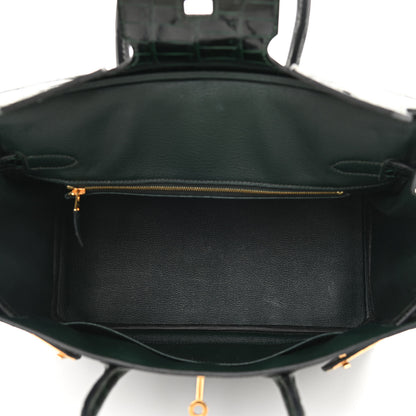 Hermes Shiny Porosus Crocodile Birkin 30 Vert Fonce 5 of 13
