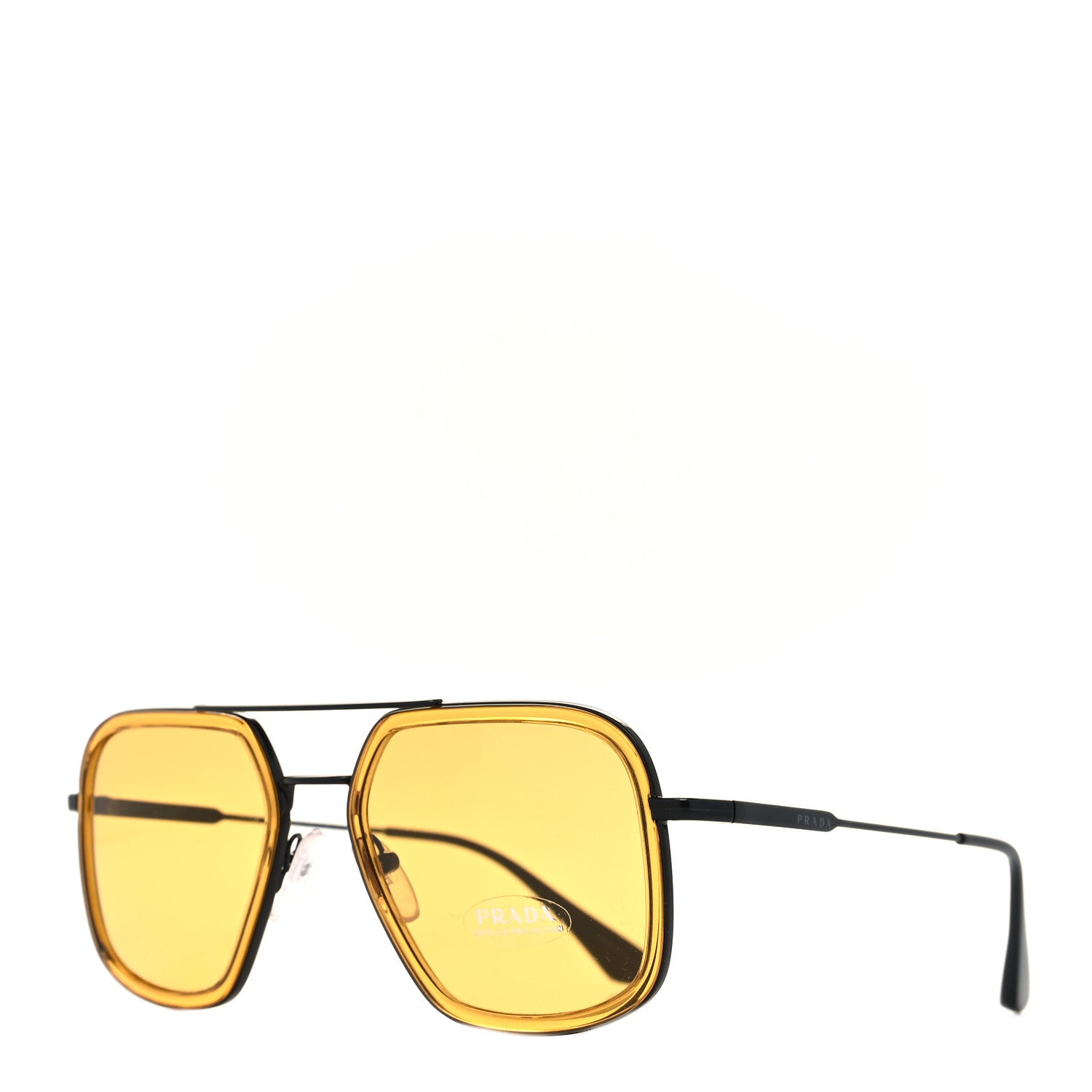 Prada Aviator Sunglasses SPR 57X Black Yellow 1 of 7