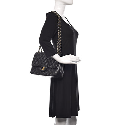 Chanel Lambskin Quilted Jumbo Double Flap Black 2 of 10