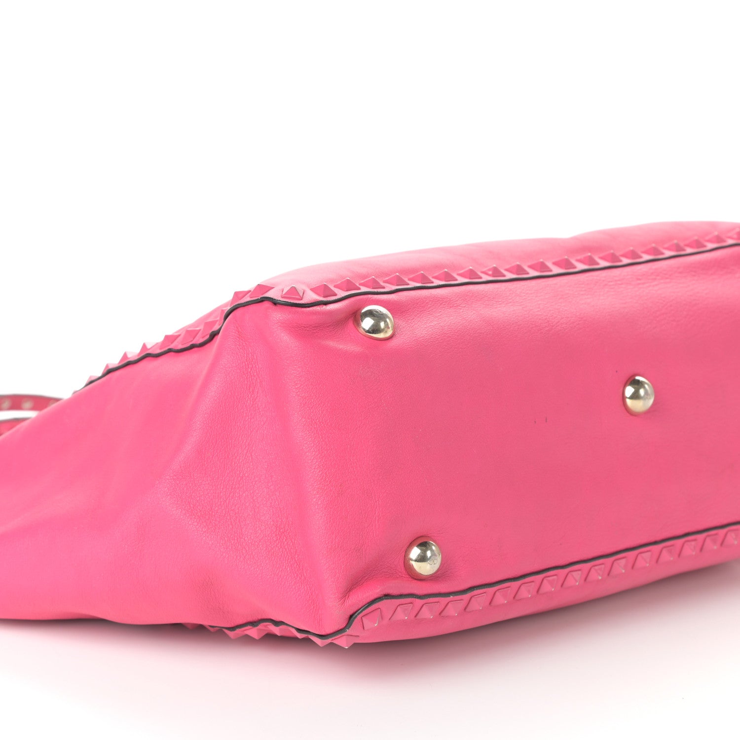 Valentino Garavani Vitello Monochrome Medium Rockstud Tote Pop Fuxia 9 of 10
