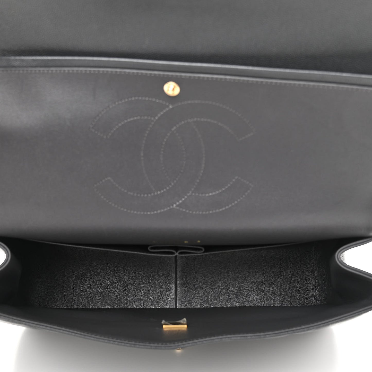 Caviar Quilted Maxi Double Flap Dark Grey
