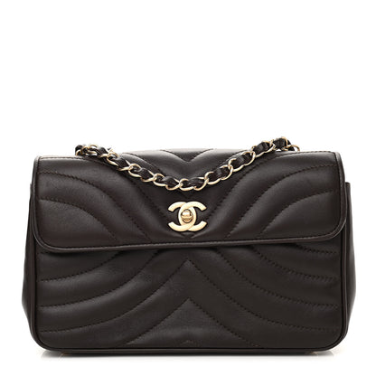 Chanel Lambskin Chevron Quilted Medium Single Flap Bag Dark Brown 1 of 10