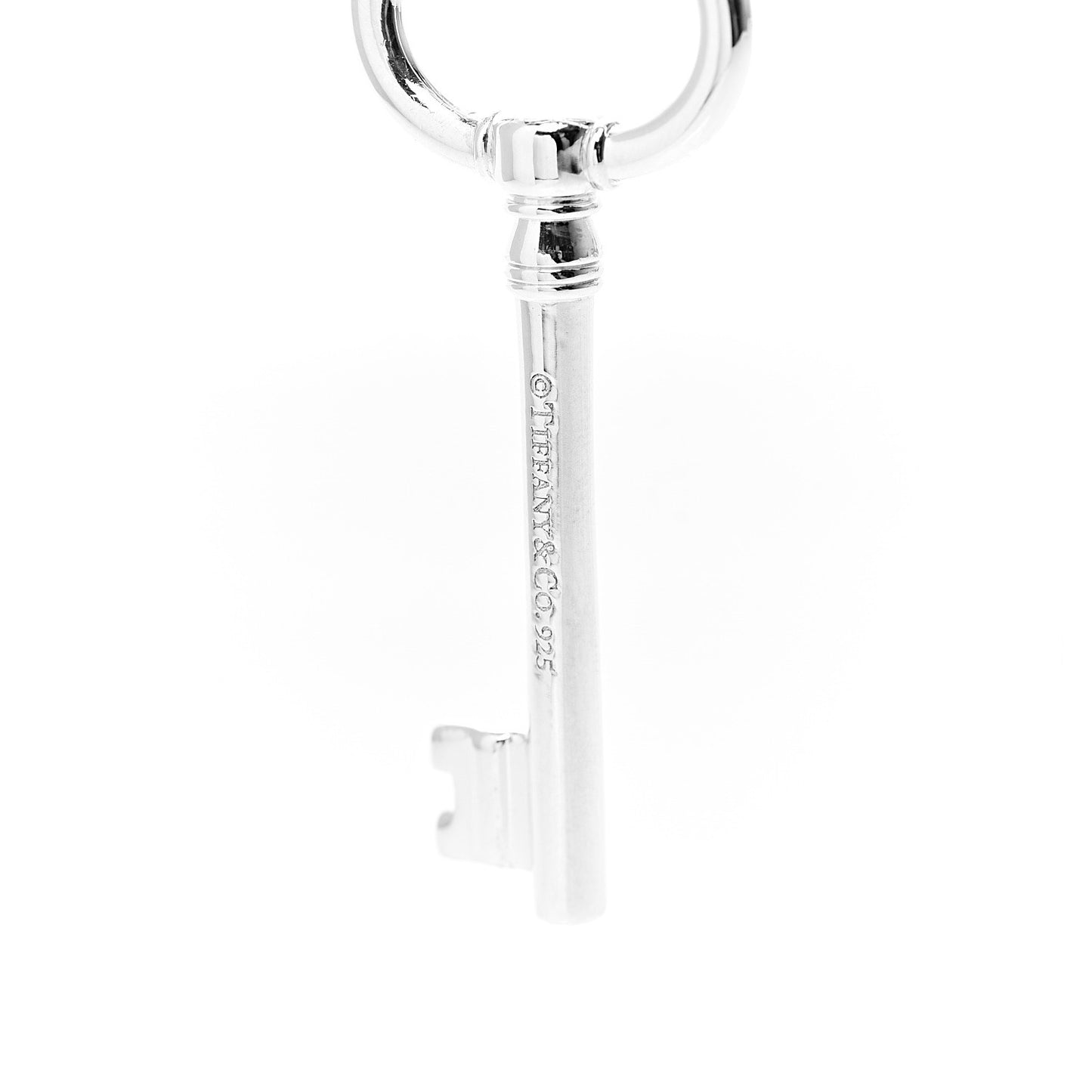 Sterling Silver Oval Key Pendant Link Necklace