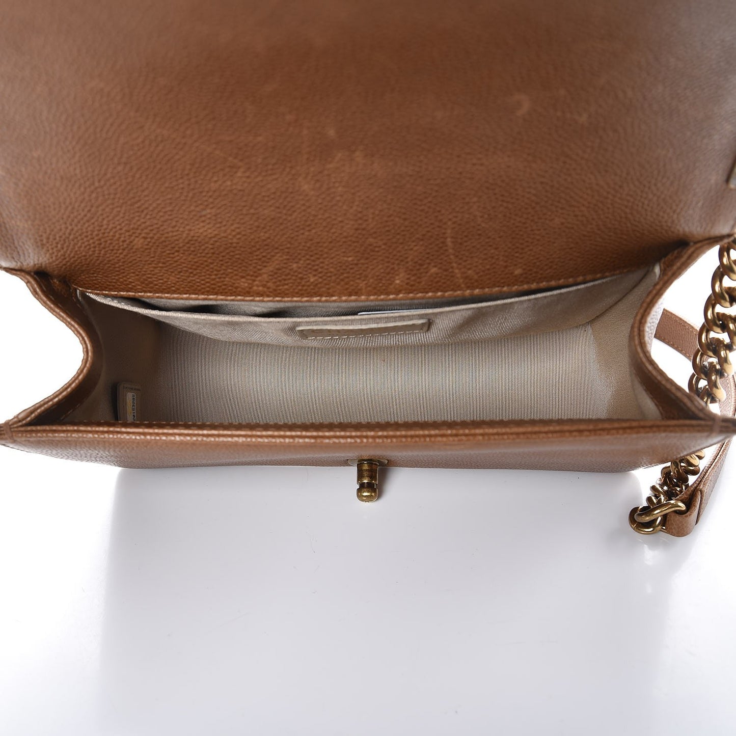 Caviar Quilted Medium Boy Flap Light Brown