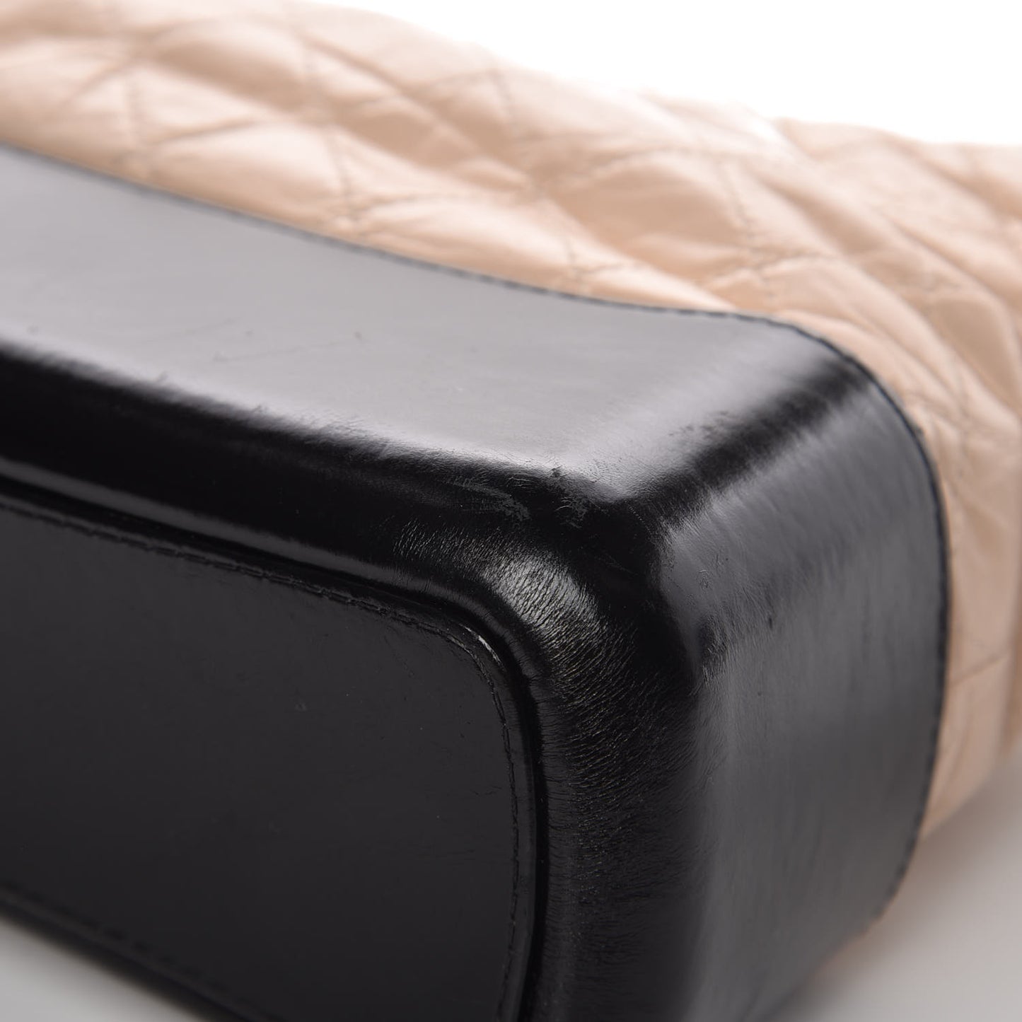 Aged Calfskin Quilted Medium Gabrielle Hobo Beige Black