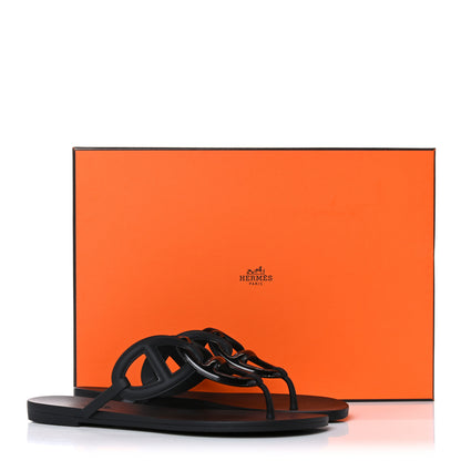Hermes Rubber Womens Egerie Sandals 39 Black 9 of 9