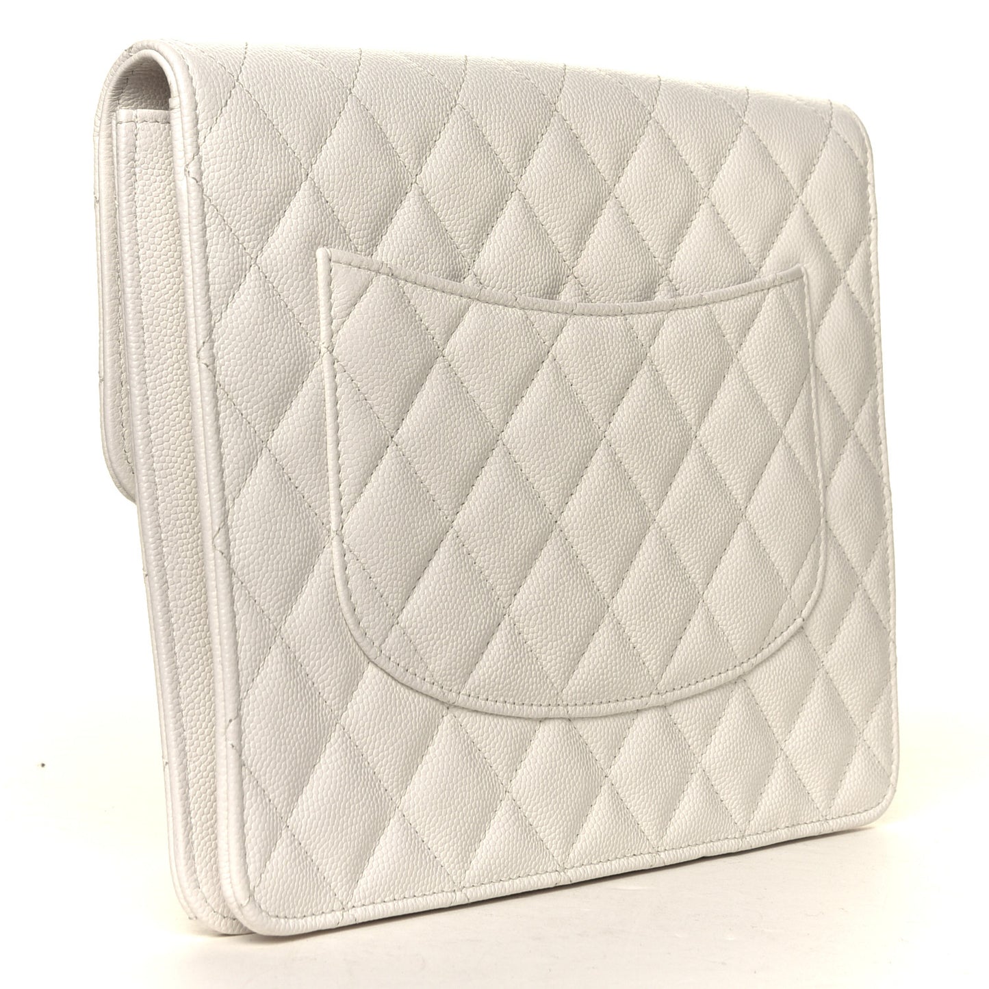Caviar Quilted Square Flap Clutch White