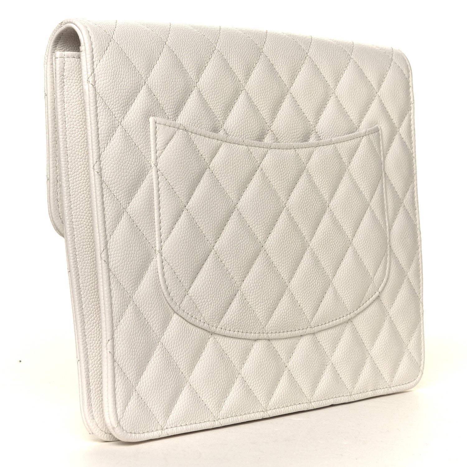 Chanel Caviar Quilted Square Flap Clutch White 4 of 8