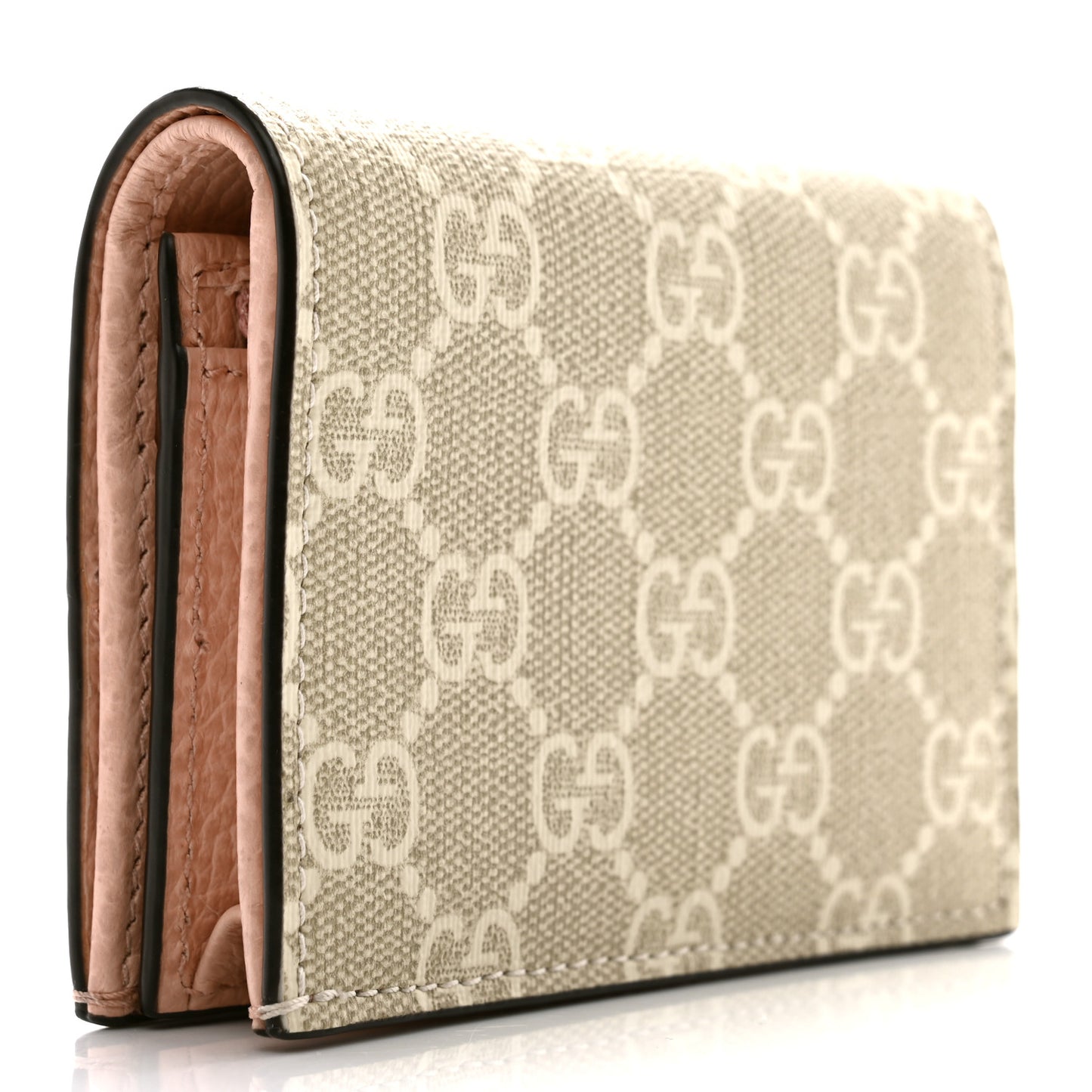 Dollar Calfskin GG Supreme Monogram GG Marmont Card Case Perfect Pink Beige Mystic White