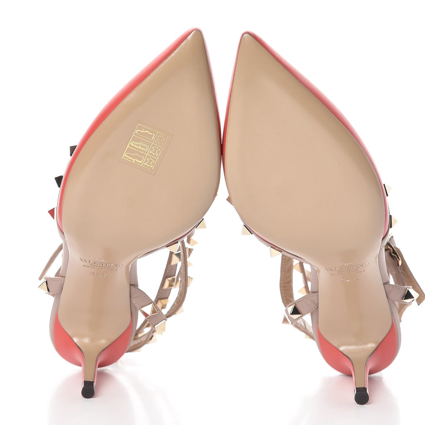 Nappa Rockstud Ankle Strap 65mm Pumps 36.5 Deep Coral Poudre