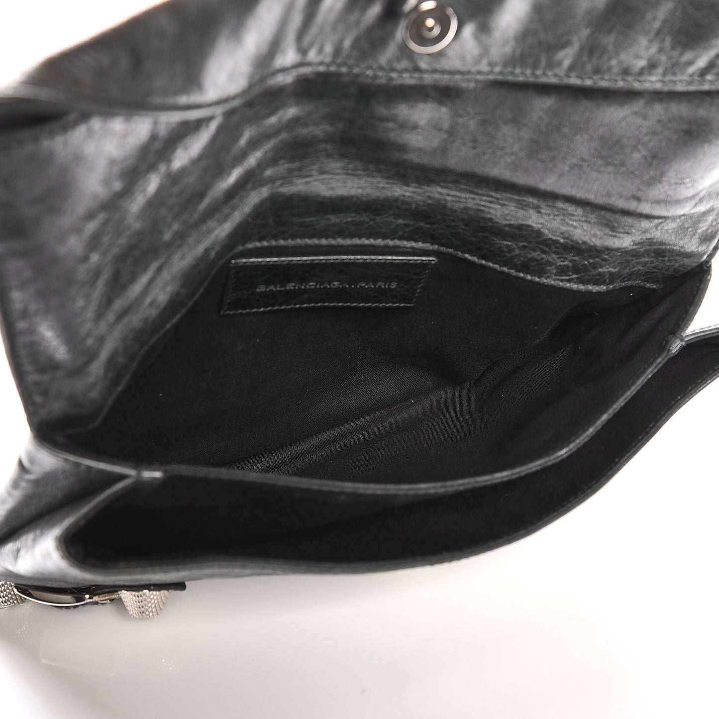 Agneau Giant 21 Silver Hardware Envelope Clutch Black