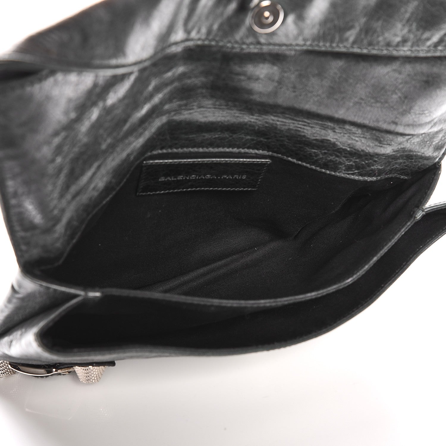 Balenciaga Agneau Giant 21 Silver Hardware Envelope Clutch Black 5 of 8