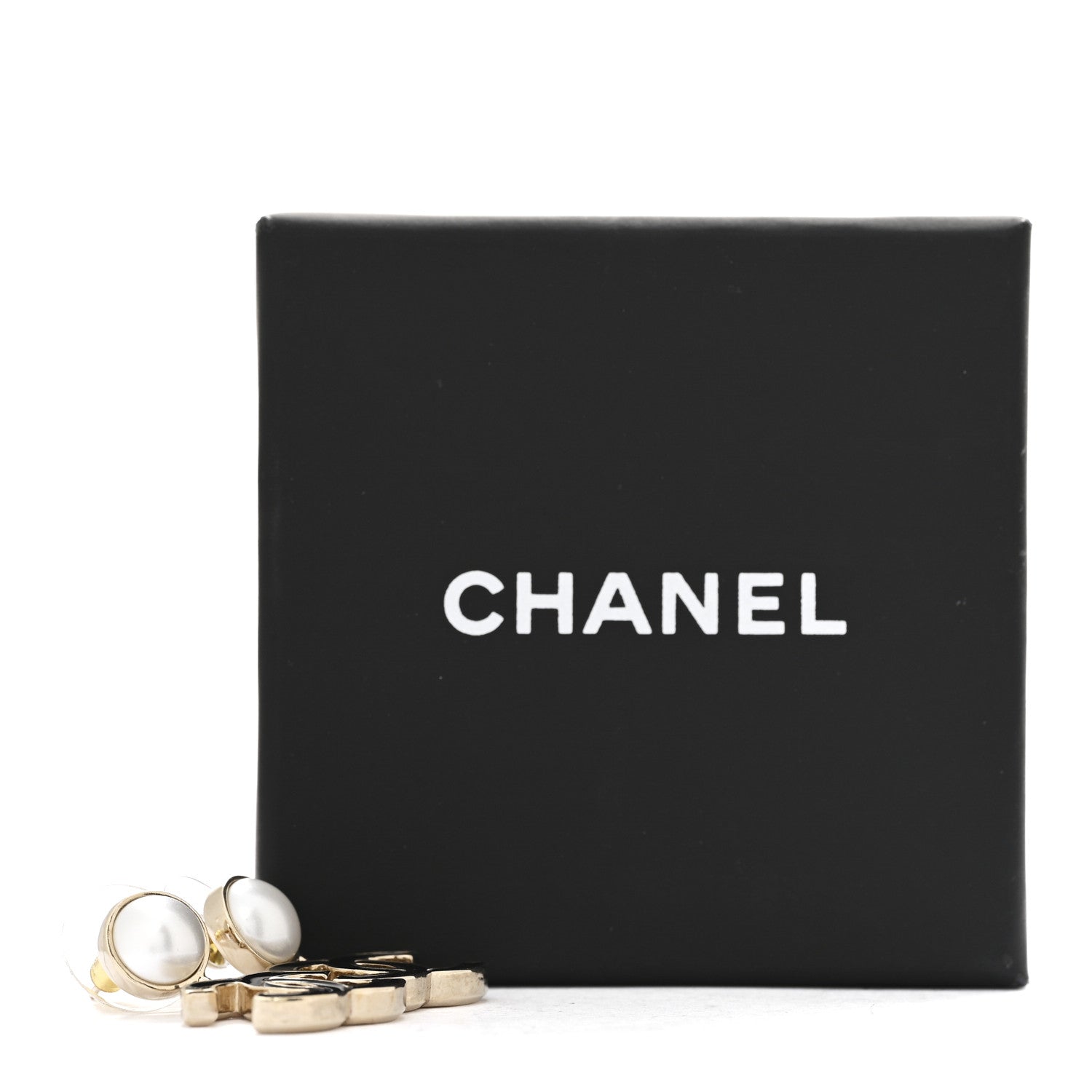 Chanel Pearl Enamel CC Drop Earrings Black 5 of 5