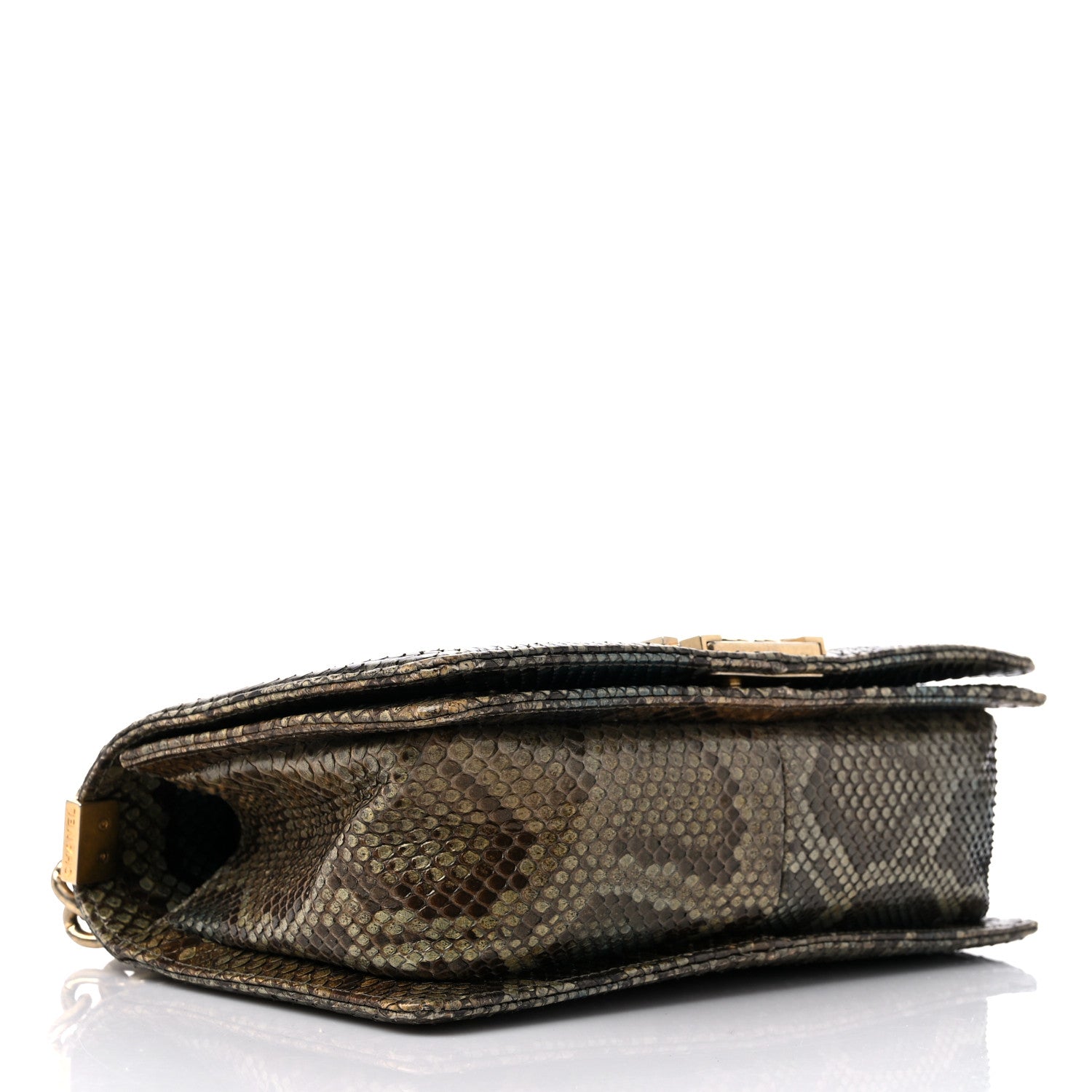 Chanel Embellished Metallic Snakeskin Medium Boy Flap Gold 4 of 10