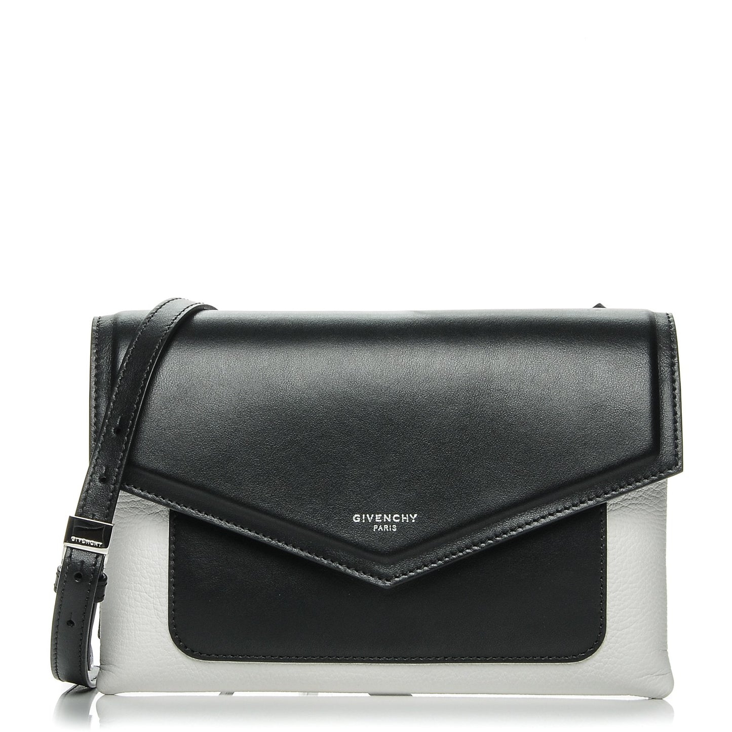 Calfskin Duetto Crossbody Bag White Black