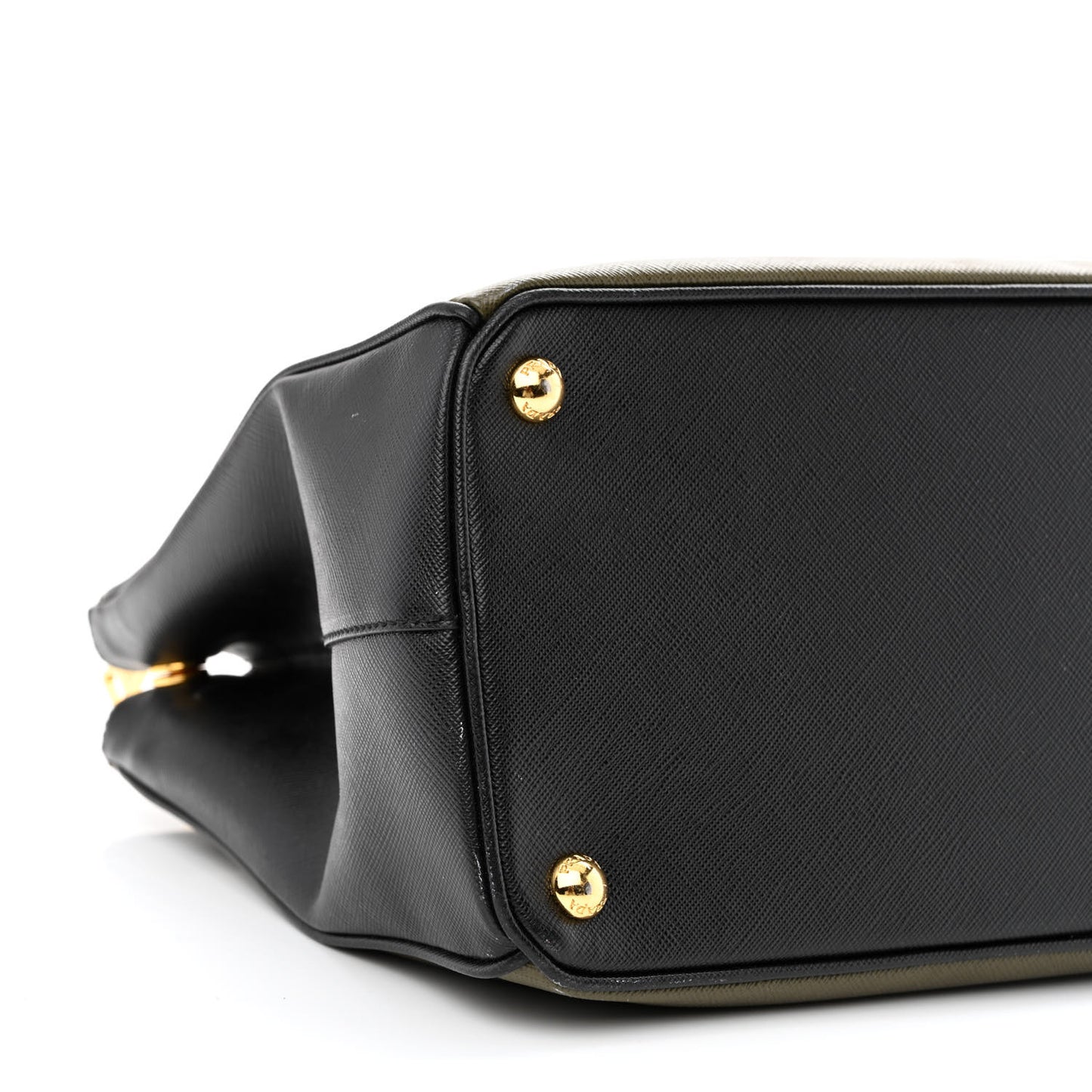 Saffiano Lux Bi-Color Medium Galleria Double Zip Tote Militare Black