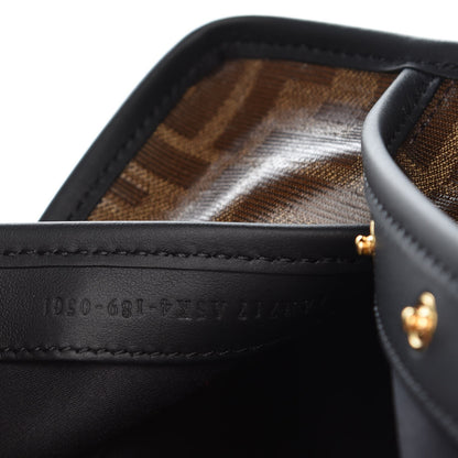Fendi Glazed Fabric Vitello Century FF 1974 Stamp Patch Mini Peekaboo Defender Cover Mogano Panna Black 7 of 7