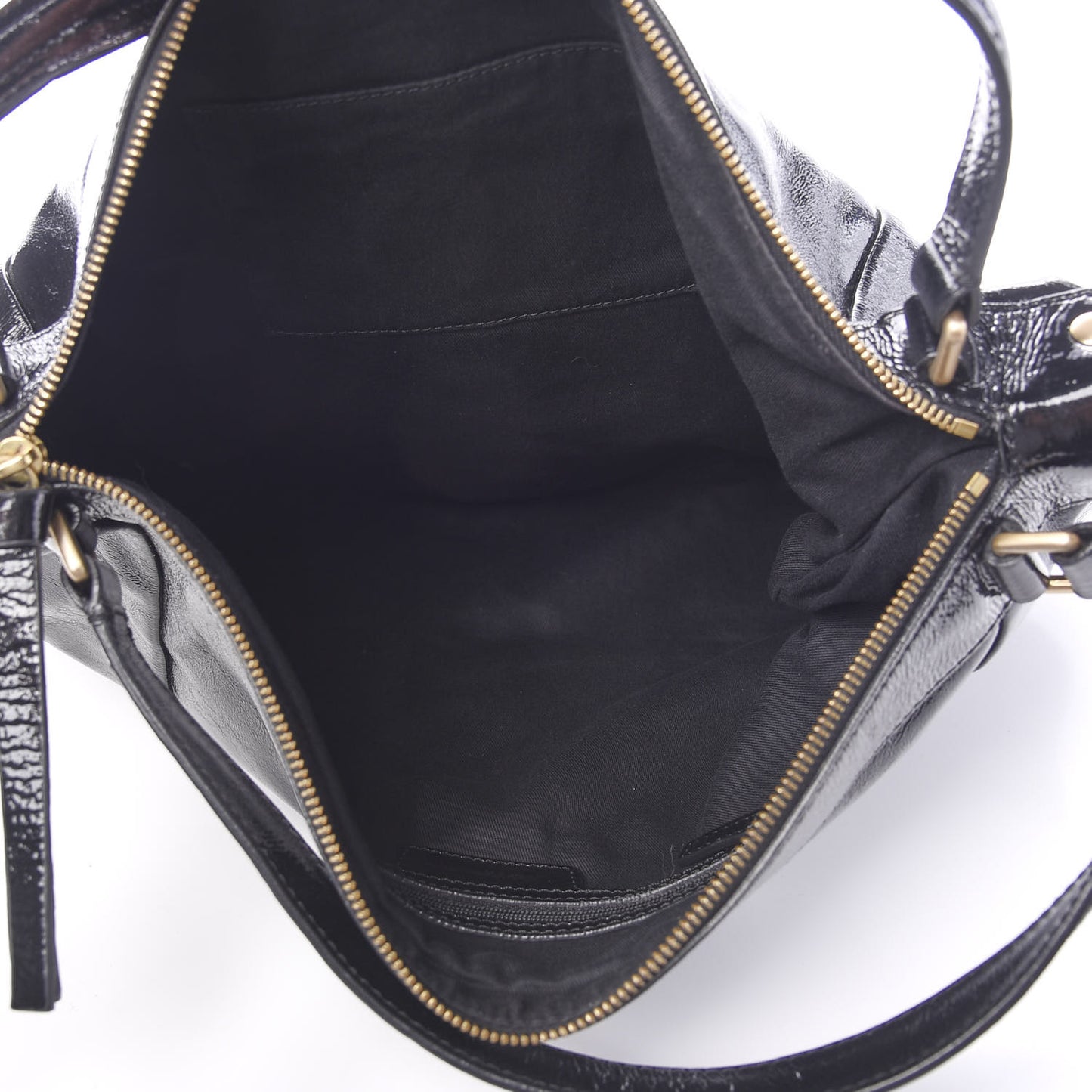 Crinkled Patent Hobo Black