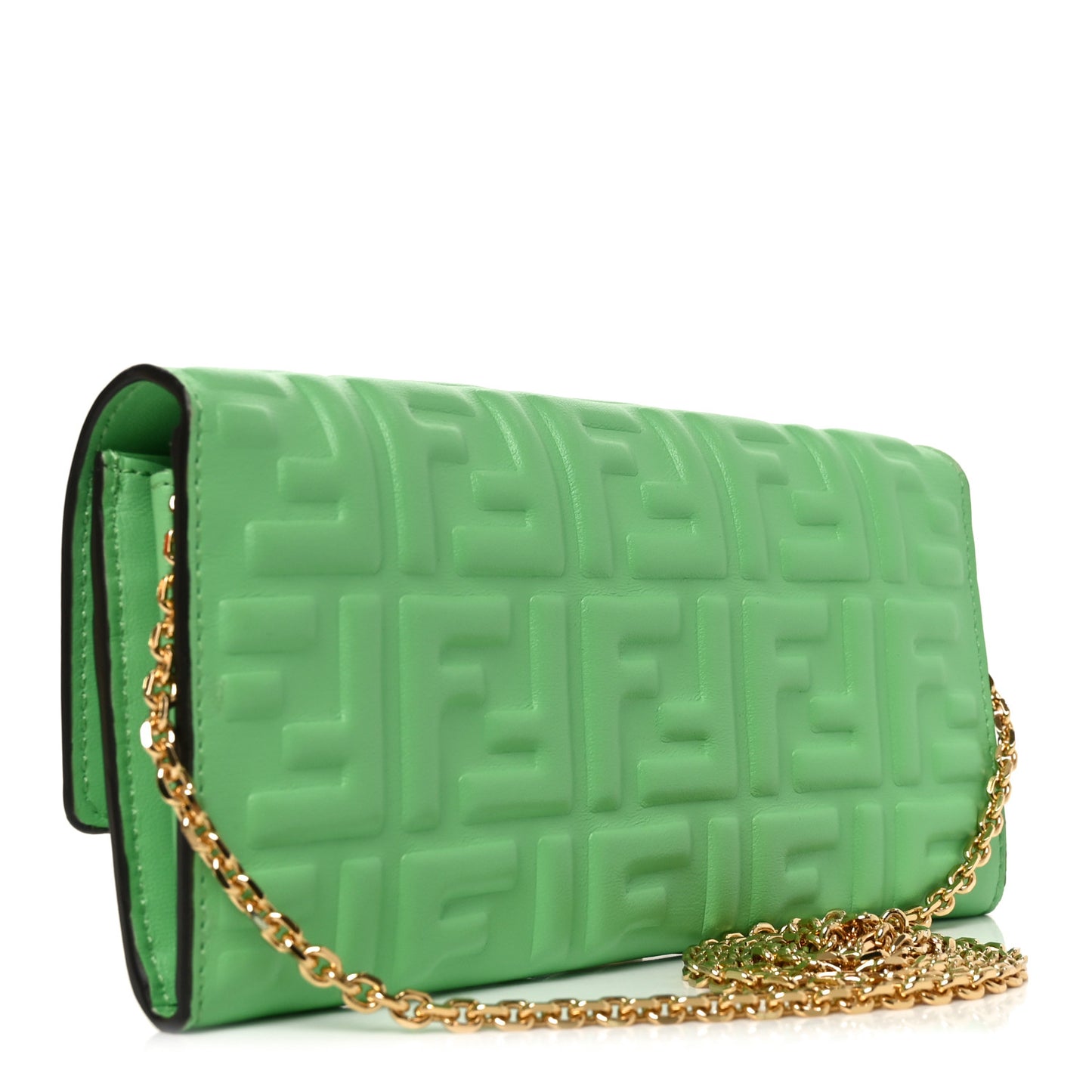 Nappa Matisse FF Embossed Continental Wallet On Chain Edamame