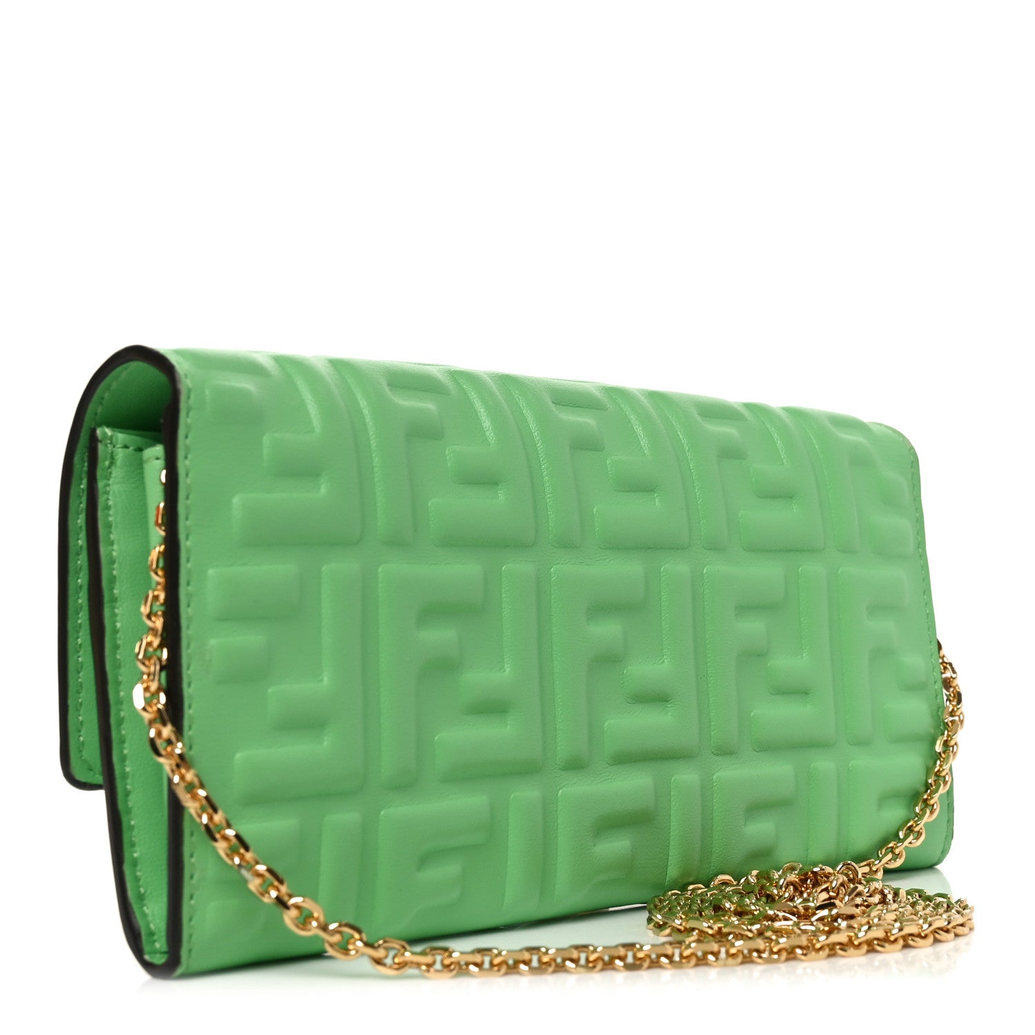Fendi Nappa Matisse FF Embossed Continental Wallet On Chain Edamame 3 of 11