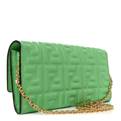 Fendi Nappa Matisse FF Embossed Continental Wallet On Chain Edamame 3 of 11