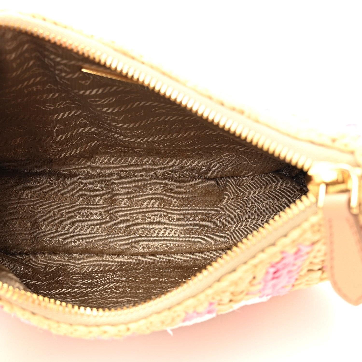 Prada Yarn Raffia Effect Crochet Striped Re-Edition 2005 Shoulder Bag Naturale Petalo 5 of 11